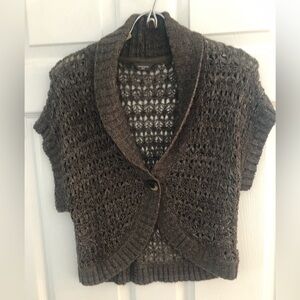 Denver Hayes eclectic Crochet Cropped Shrug Brown Vest  size medium